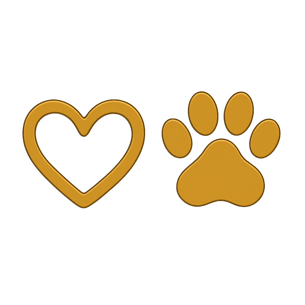 Gold heart and paws